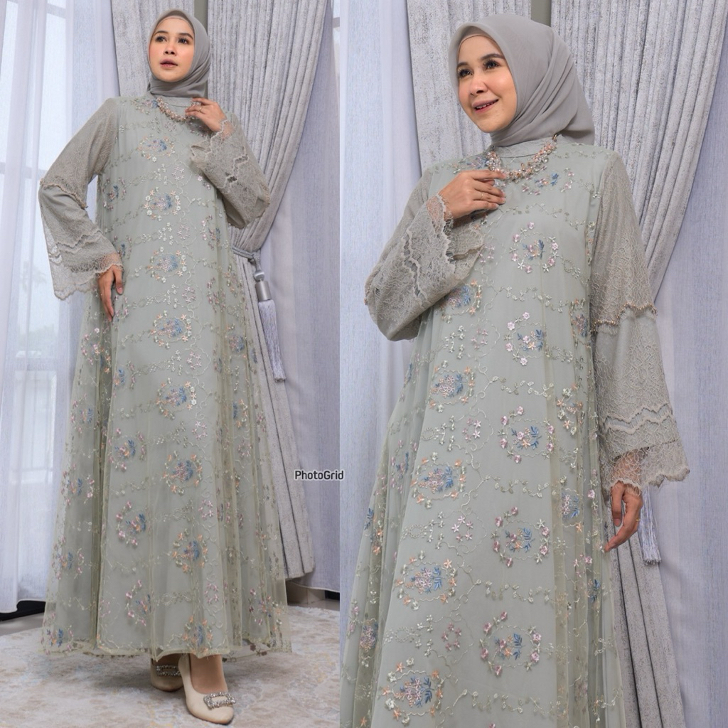 AMELINA DRESS BY MAREVI/gamis std jumbo/gamis brukat lace/raya series 2026/bisa cod