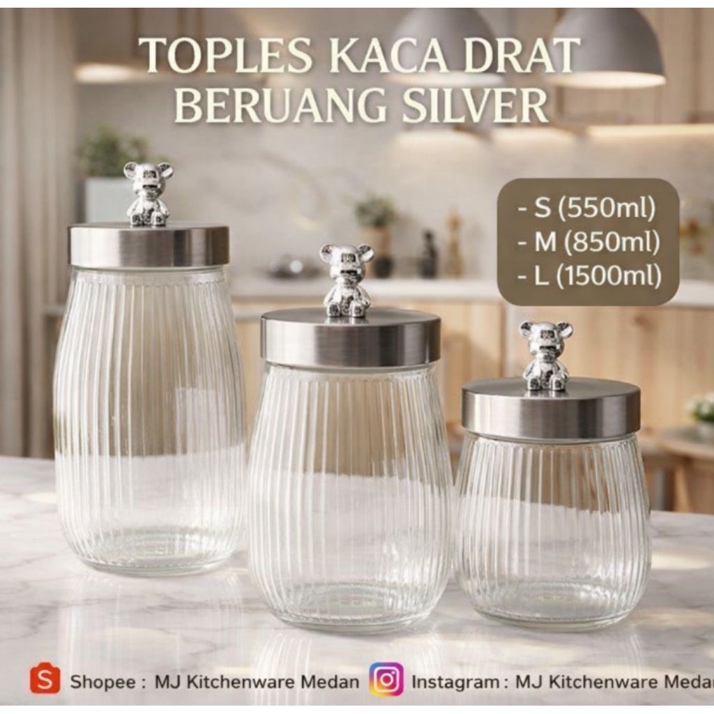 Toples Kaca Venice Drat Tutup Beruang