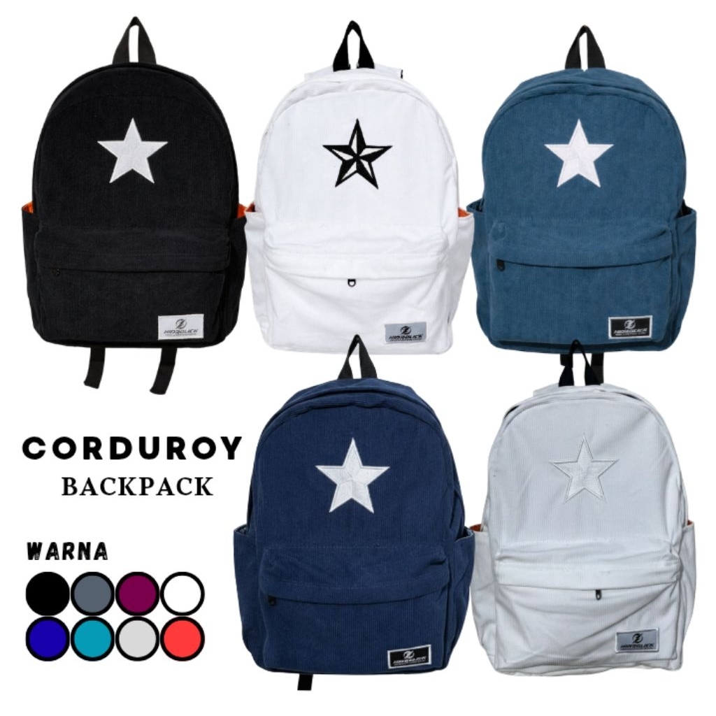 Tas Ransel Corduroy Bintang Tas Laptop – Bahan Tebal & Premium – Backpack Sekolah dan Kuliah Pria Wa
