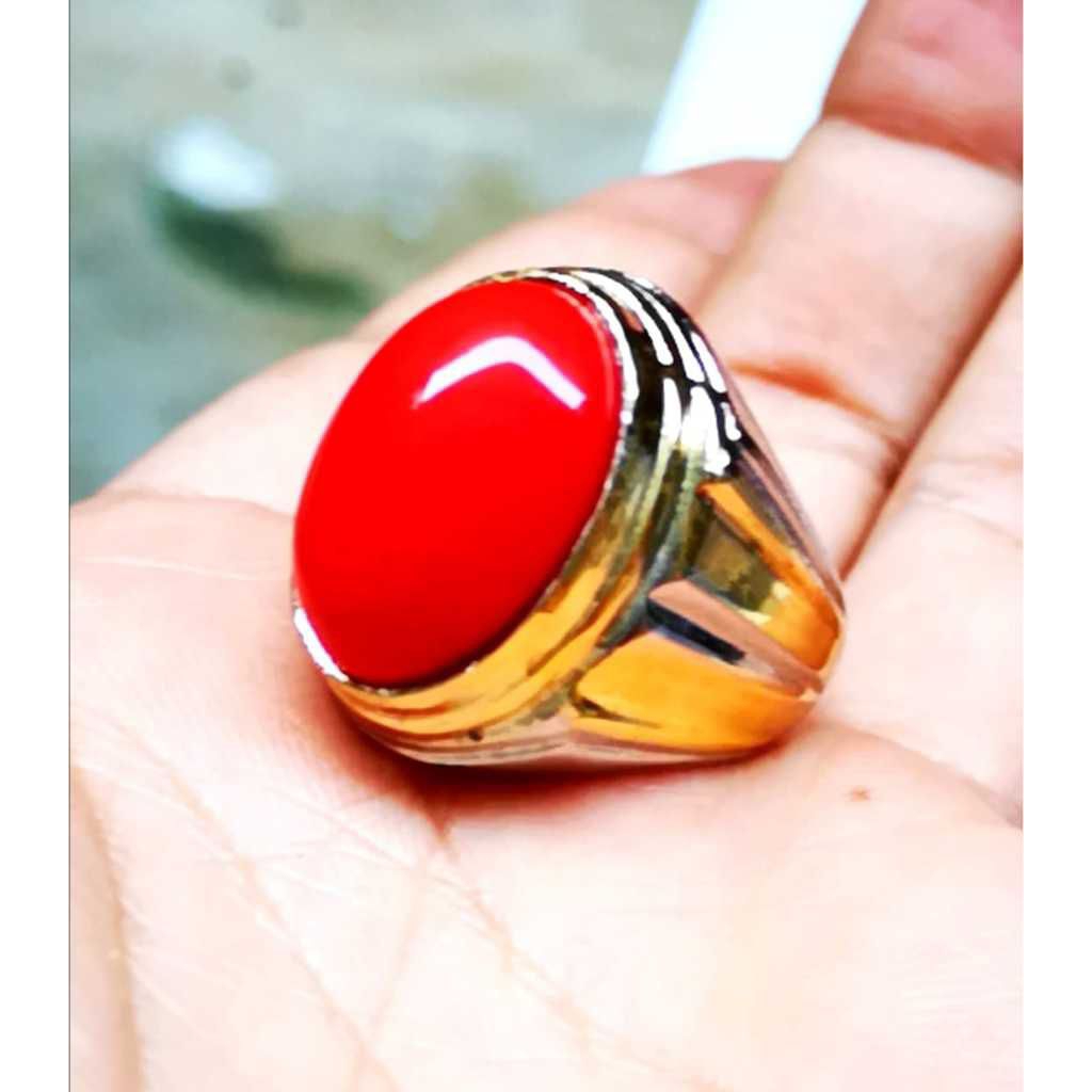 Batu cincin pria//batu akik red coral Marjan super mewah HQ termurah