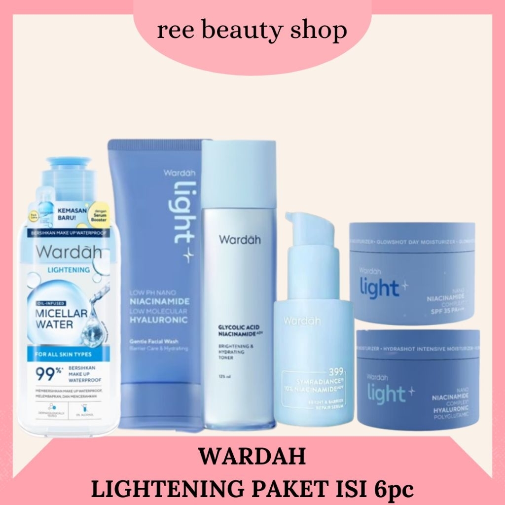 [ISI 6] WARDAH Lightening 1 Paket Lengkap Hemat Mencerahkan Lightening Wardah