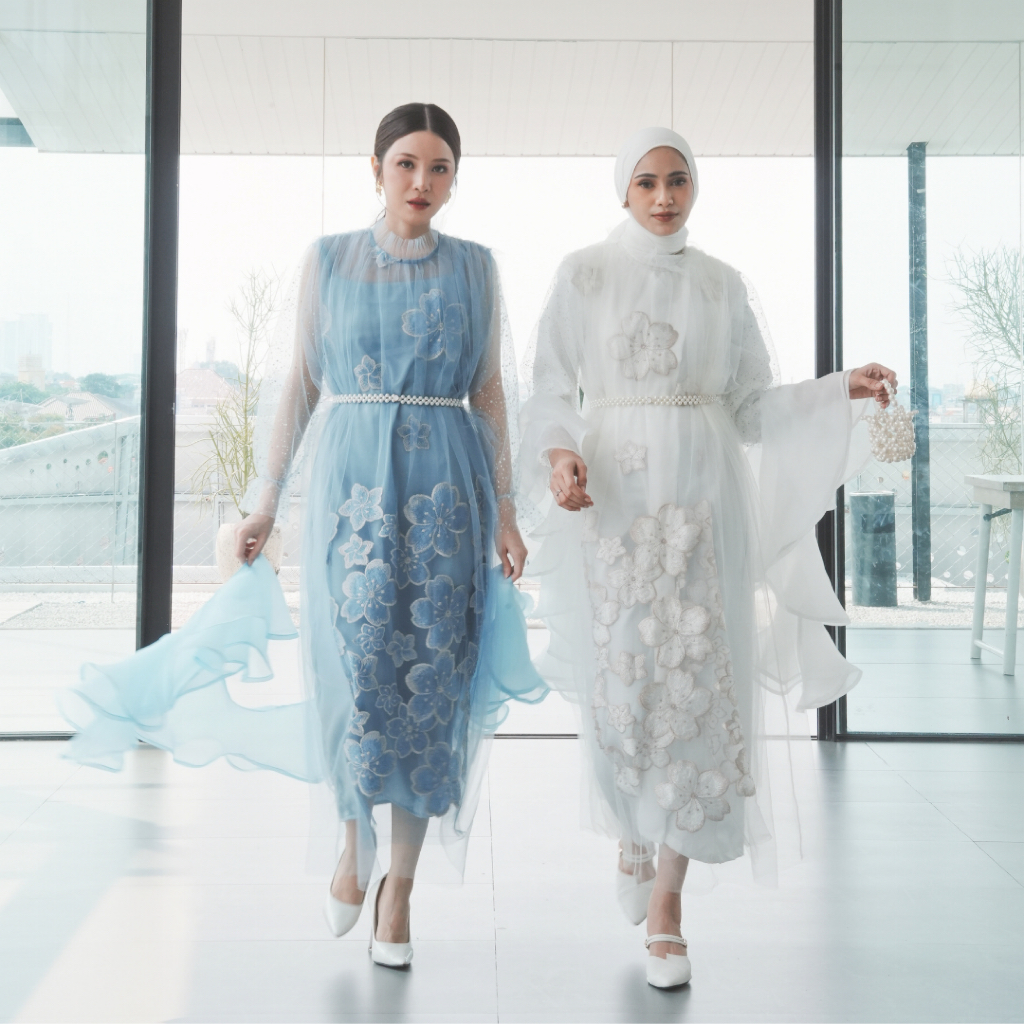 NAMELIS Odessa Dress | Dress Games Mewah Floral Hijab Non Hijab untuk Outfit Pesta Kondangan Party B