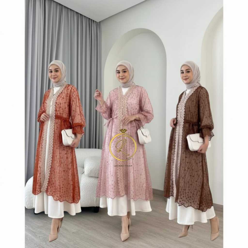 Outer brokat renda hari raya Long outer brokat keondangan alluna