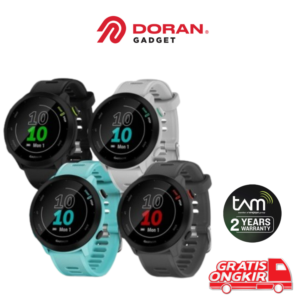 Garmin Forerunner FR 55 FR55 Black | White | Aqua | Monterra Grey - Garansi TAM 2 Tahun