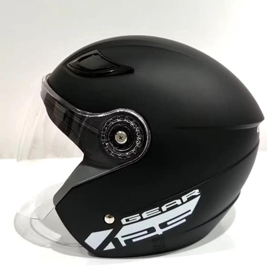 Helm Yamaha Gear 125 Original – Half Face Hitam Doff Visor Bening | SUG