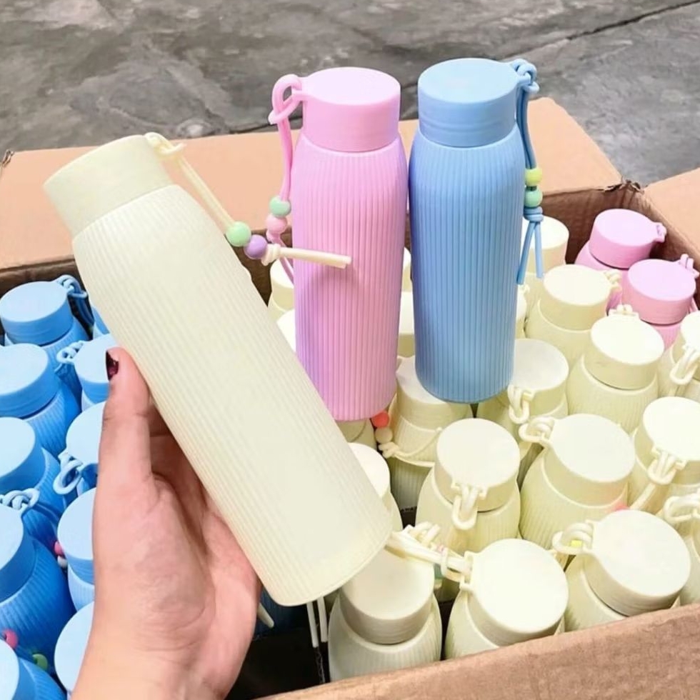 Botol minum Tumbler termos botol kaca lapis plastik warna aesthetic Tumblr Botol Minum Pastel Lucu |