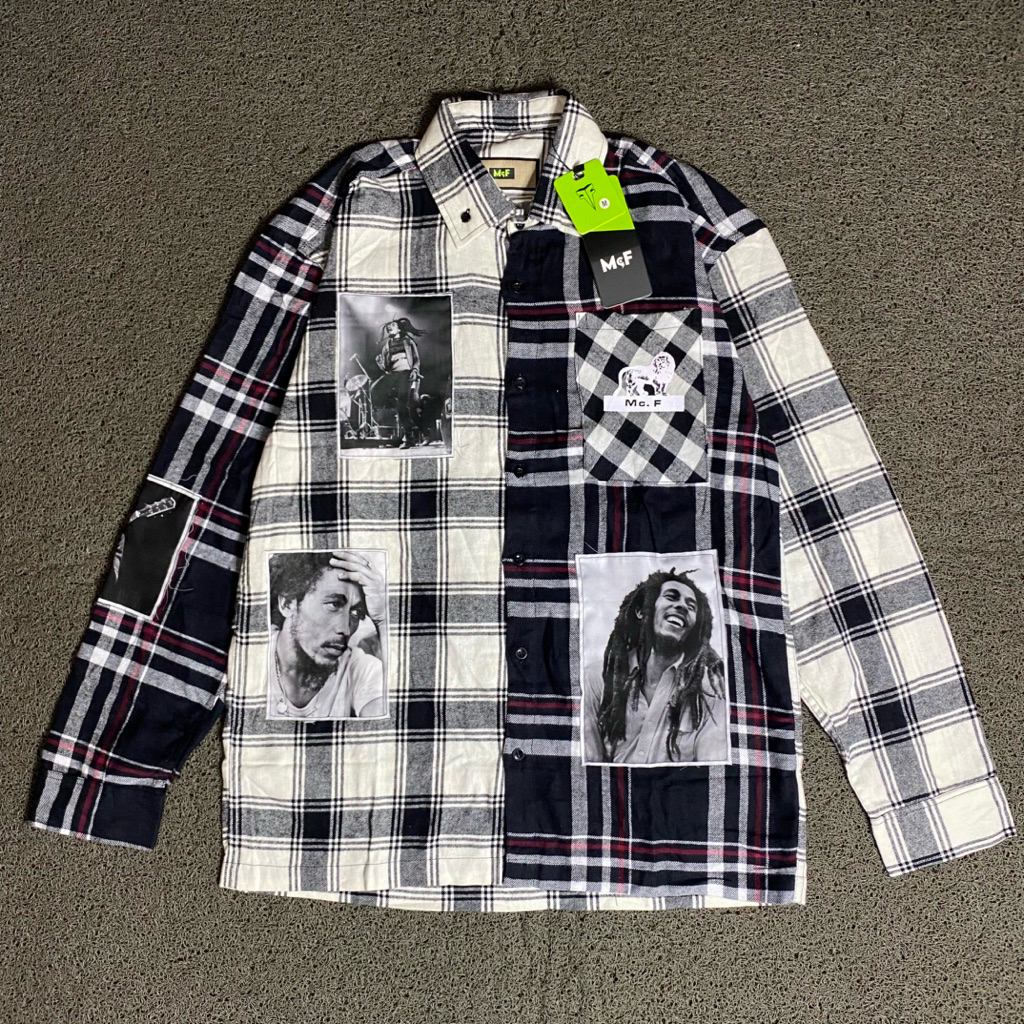 KEMEJA FLANEL MCF SUPPLY CO ORIGINAL Bob Marley