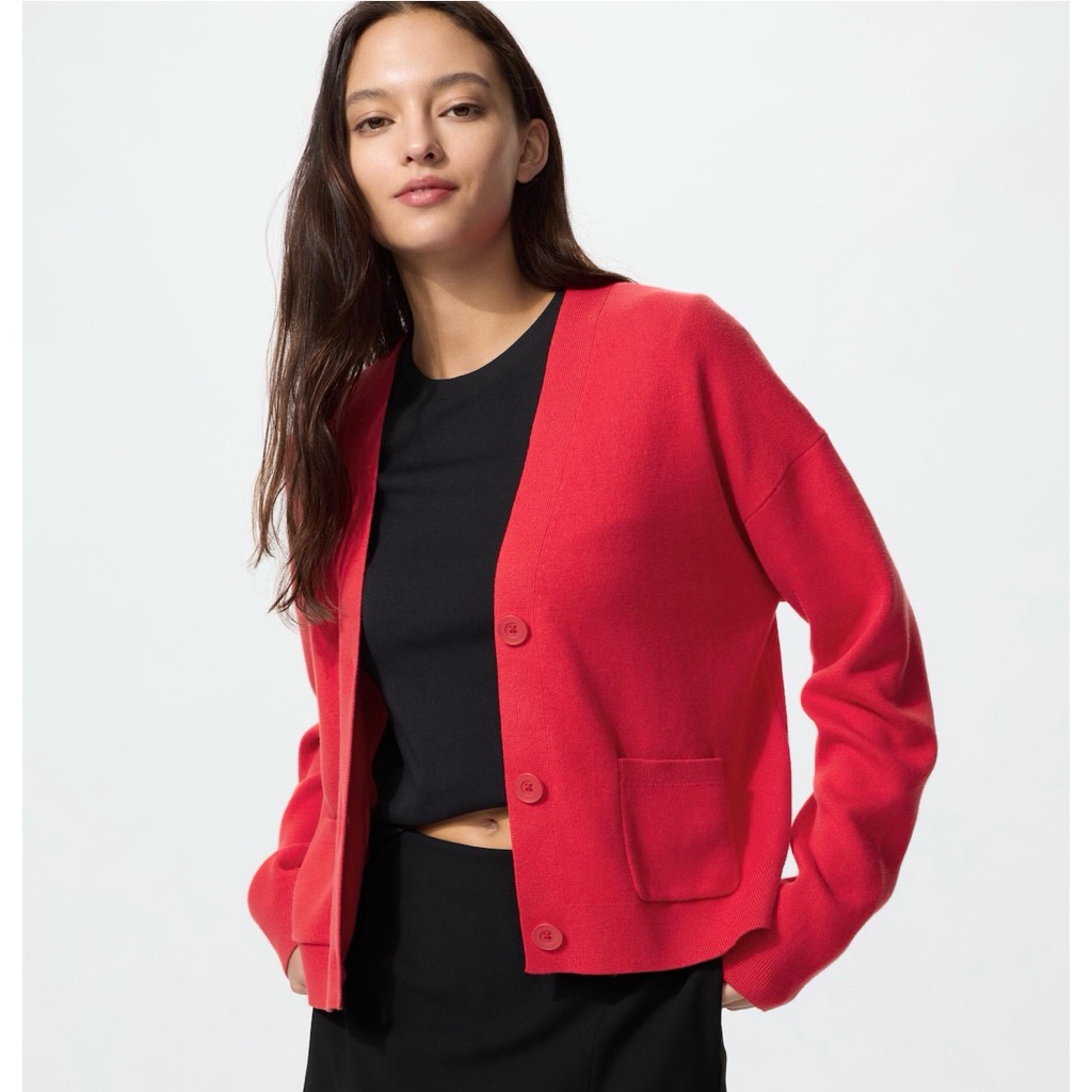 Uniqlo smooth cotton V cardigan