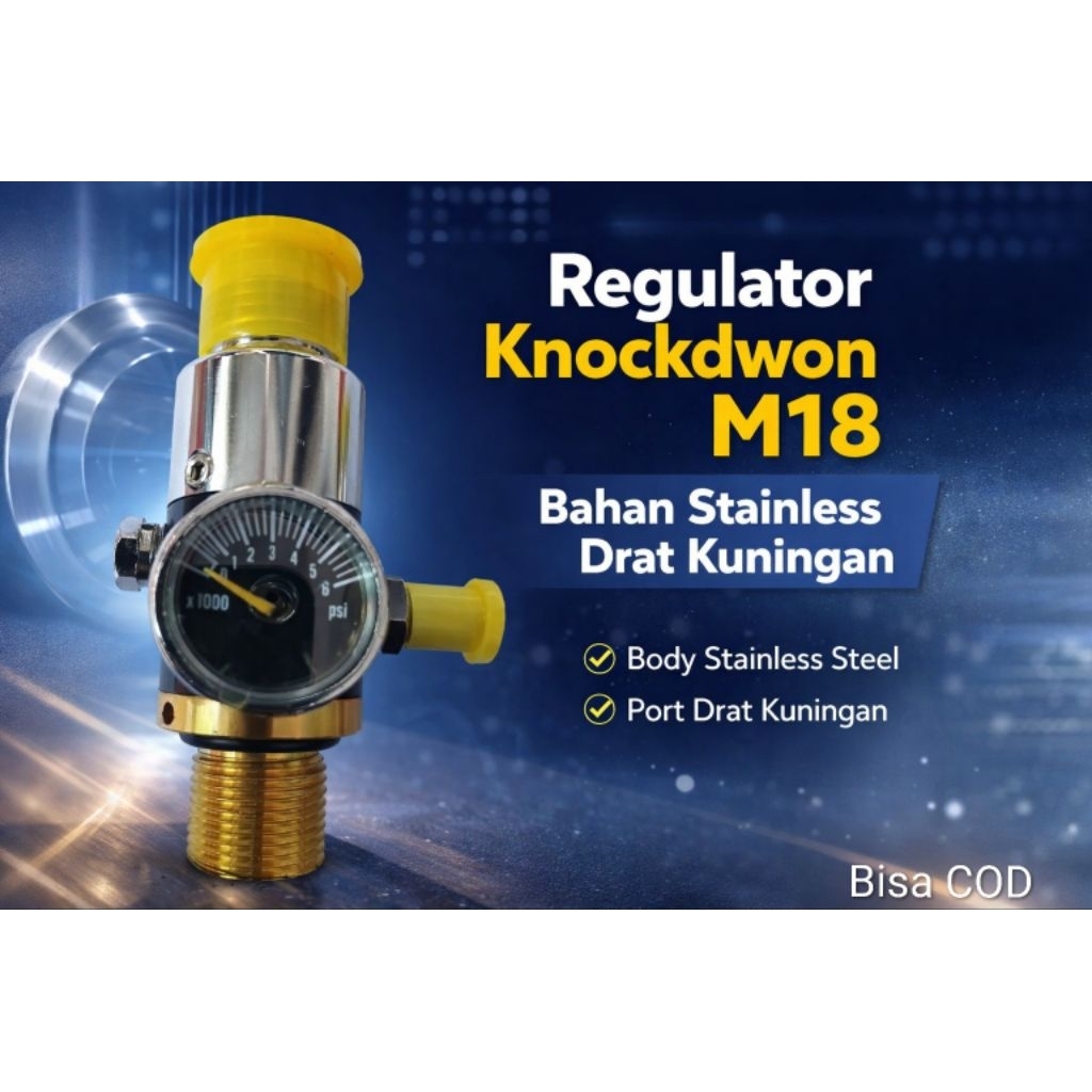 Regulator Paintball Knockdown M18, Regulator Tabung Angin Stainless High Quality