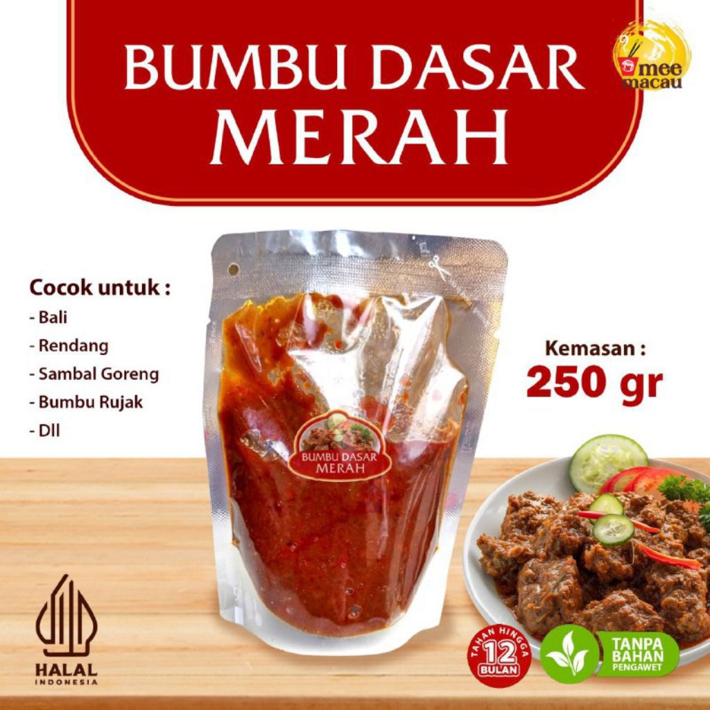 250 Gram Bumbu Dasar Masak Kuning Merah Alami No MSG Bumbu Dasar MPASI Non MSG Bumbu Dasar Kuning Me