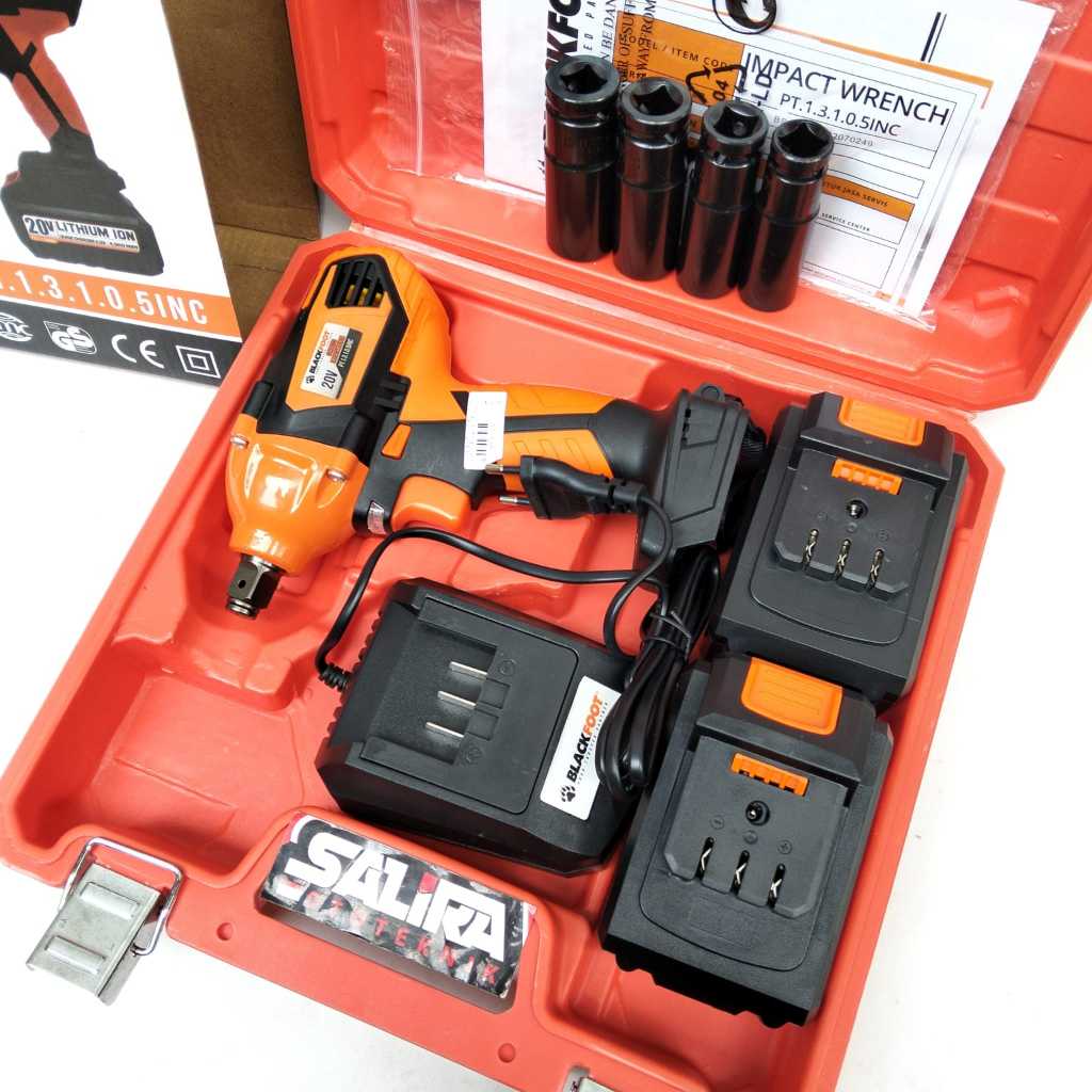BLACKFOOT Mesin Impact Wrench Baterai / Cordles Impact Wrench 1/2" 20V 4000 mAh