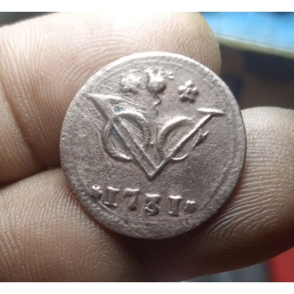 Koin VOC 1 Duit West Friesland 1731 Shield Lurus