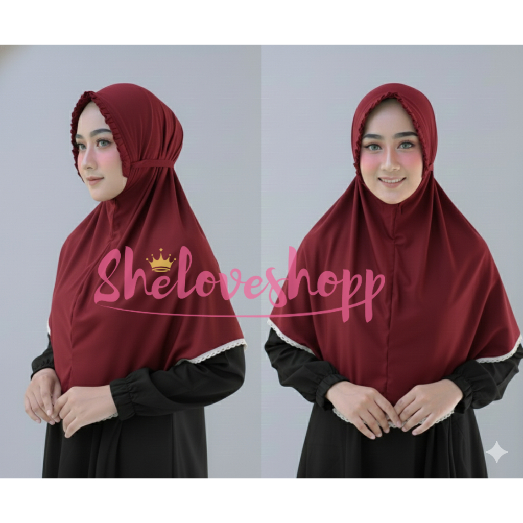 HIJAB KHIMAR MECCA - BARBIE JILBAB KCB LIPIT RENDA BAWAH PREMIUM ORIGINAL JILBAB MARYAM KERUDUNG BER