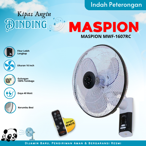 KIPAS ANGIN DINDING MASPION MWF-1607RC/KIPAS ANGIN MASPION REMOT/KIPAS ANGIN TEMPEL DINDING 16inch