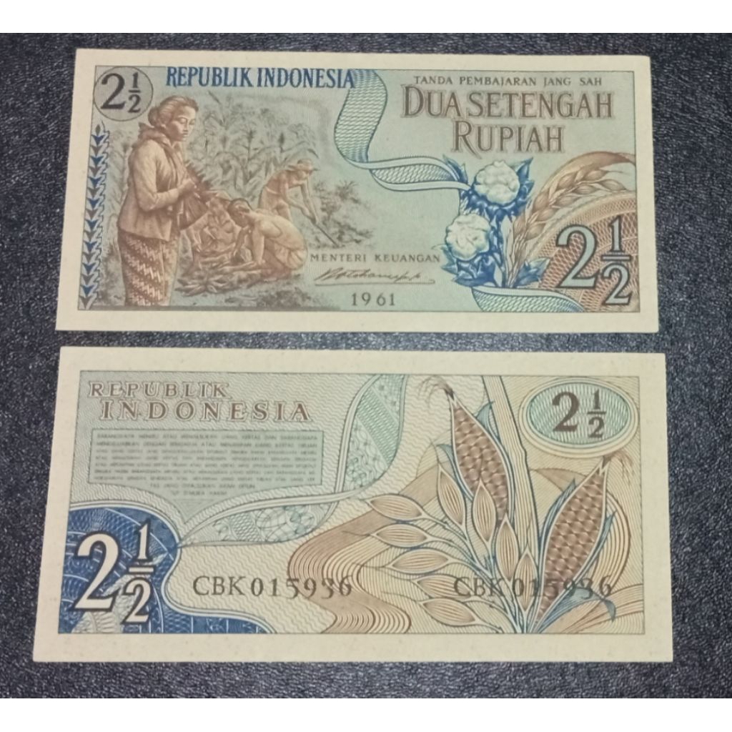 Uang Kuno 2 1/2 Rupiah Sandang Pangan th.1961