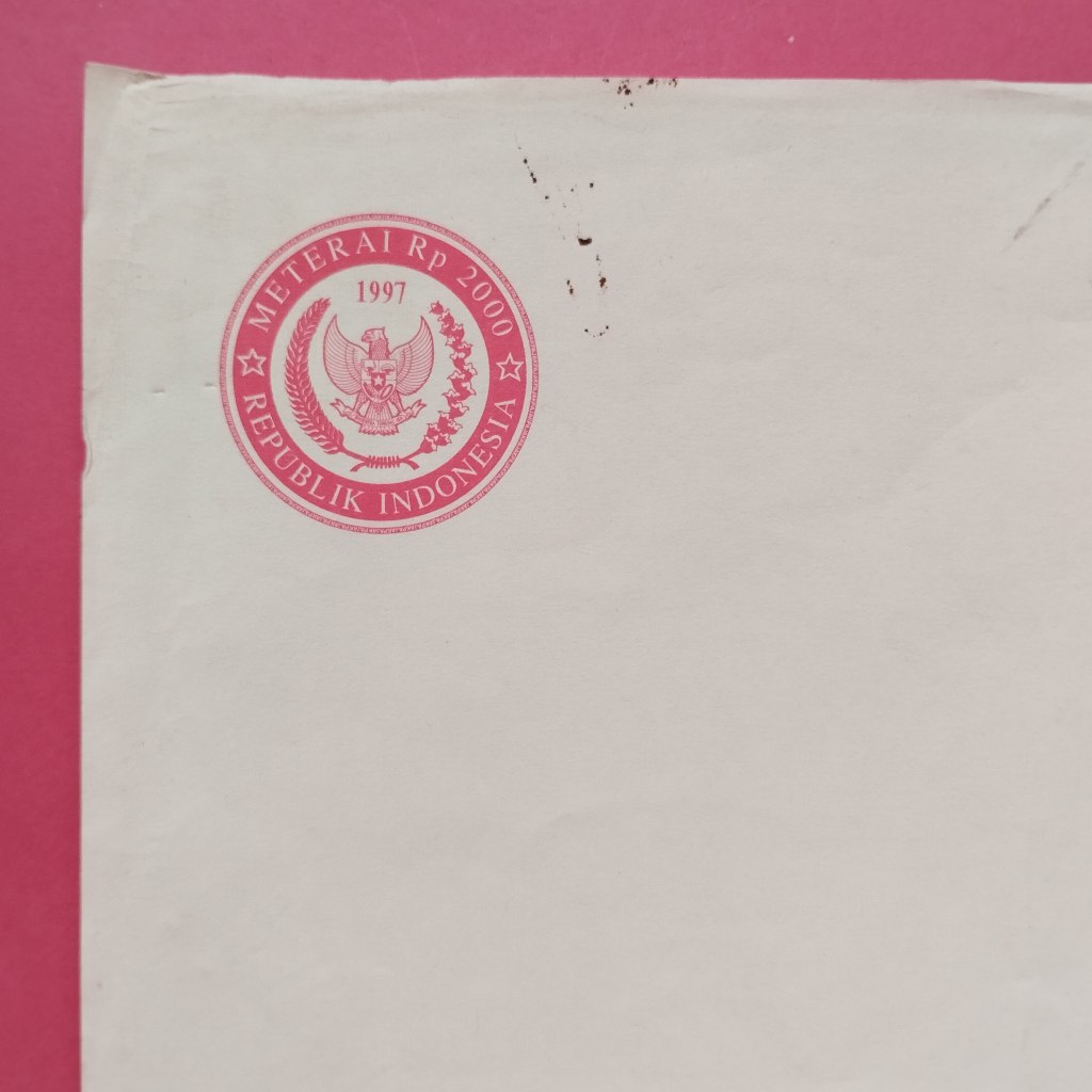 Kertas Segel Kuno Rp 2000,- Tahun 1997 Single