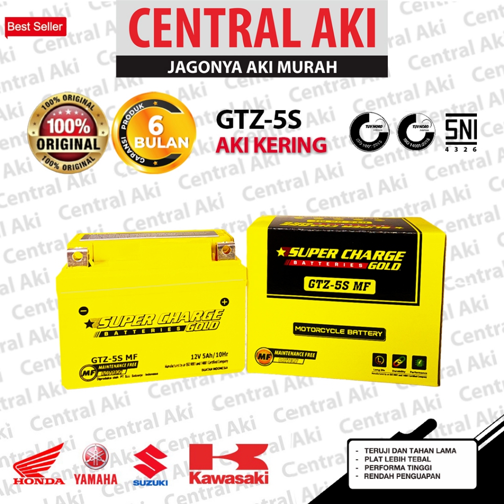 Aki Scoopy Karbu SUPERCHARGE GOLD GTZ5S Accu Motor Gel