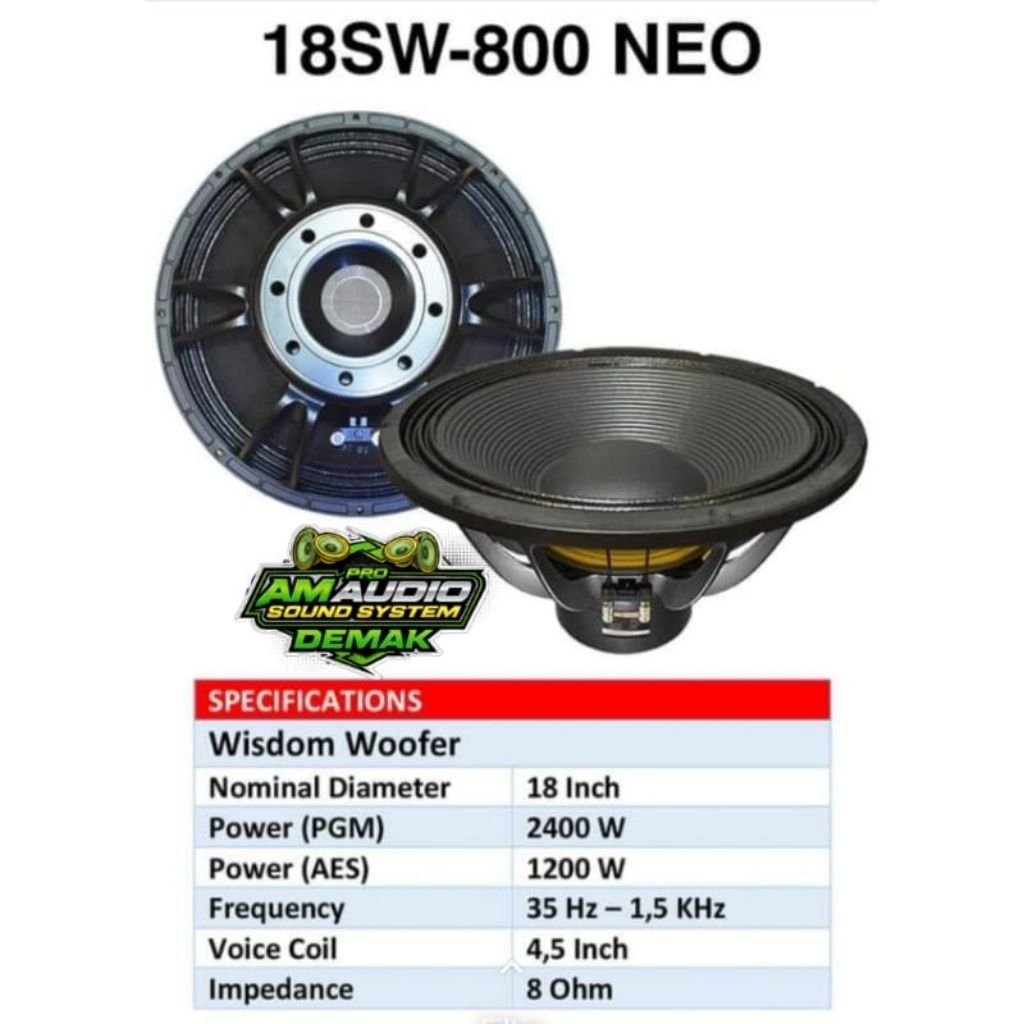 Speaker 18 inch Wisdom 18sw-800neo