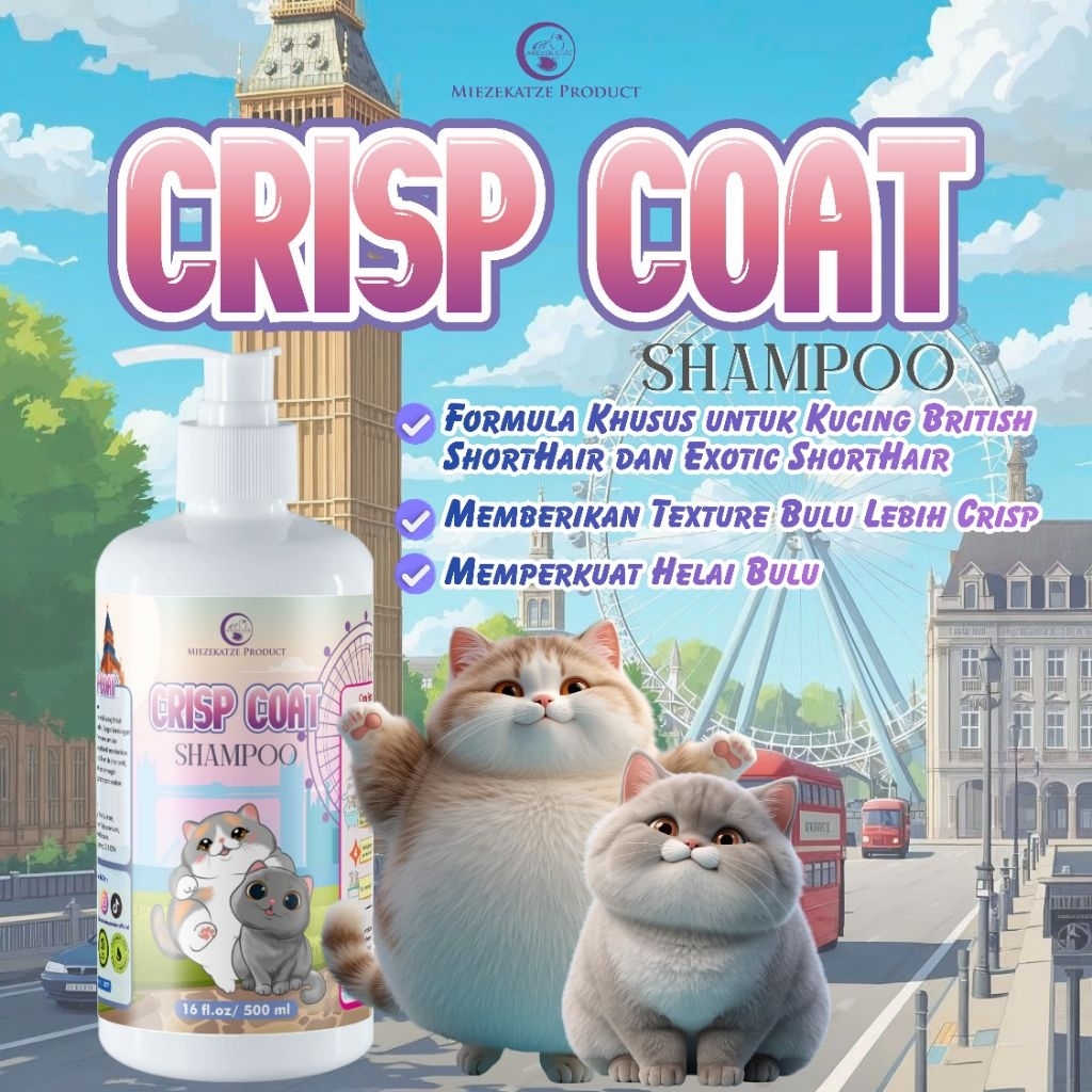 Miezekatze Crisp Coat Shampoo. Shampo Kucing BSH British Shorthair & Exotic