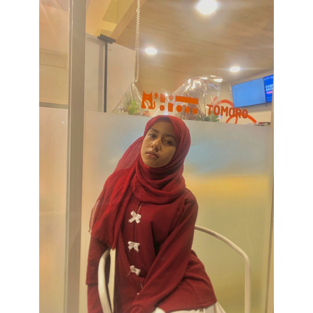 atasan merah pita wanita bekas pakai