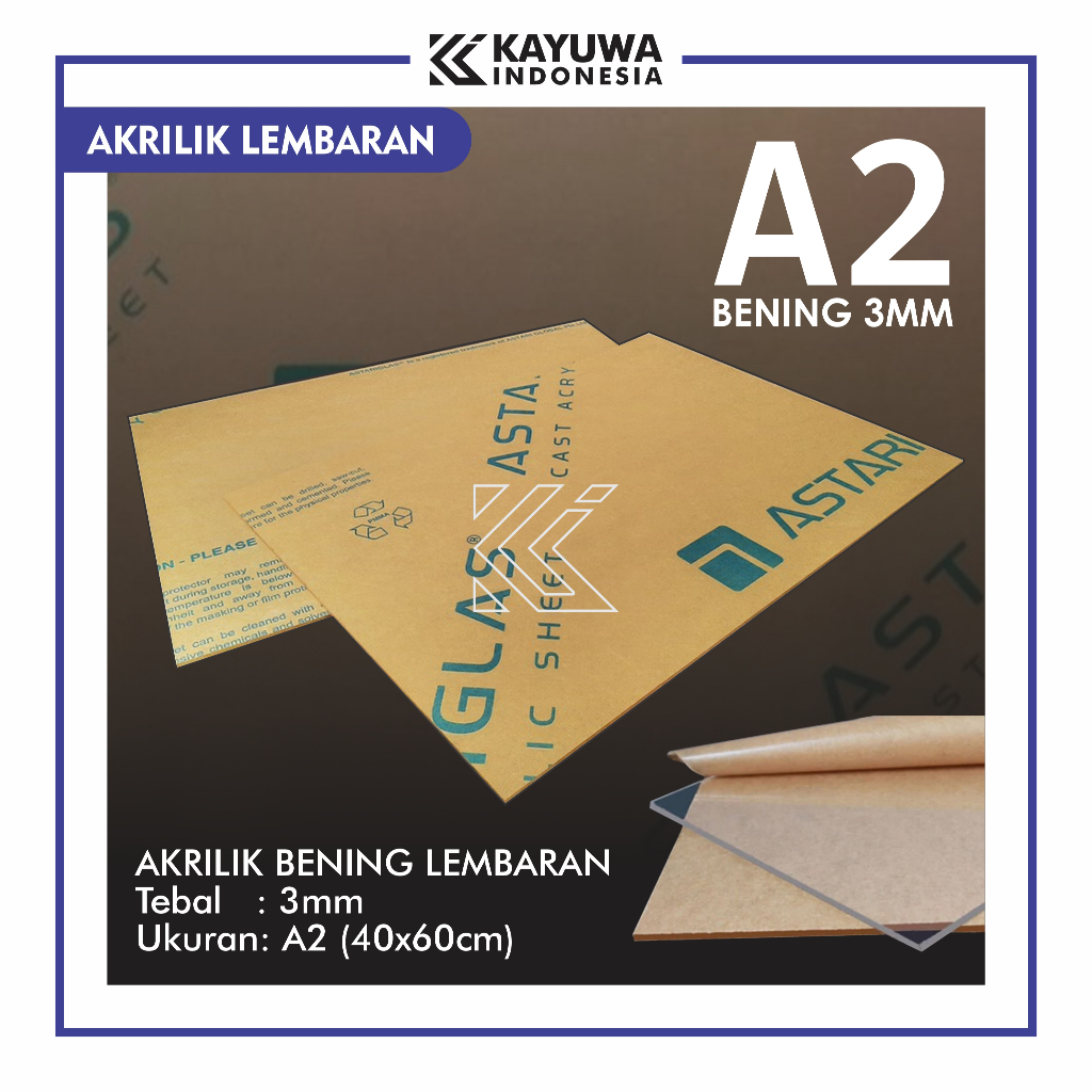 AKRILIK lembaran 3mm A2 / Akrilik bening