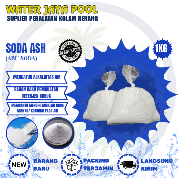Soda Ash 1kg, bahan baku sabun, penjernih air, penstabil ph,