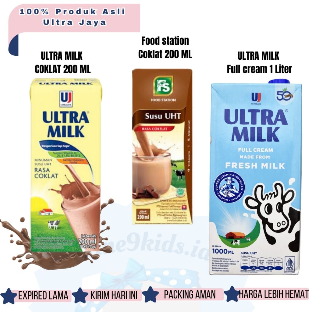 Ultramilk Food Station susu kotak coklat 200ml Full Cream 1 Liter