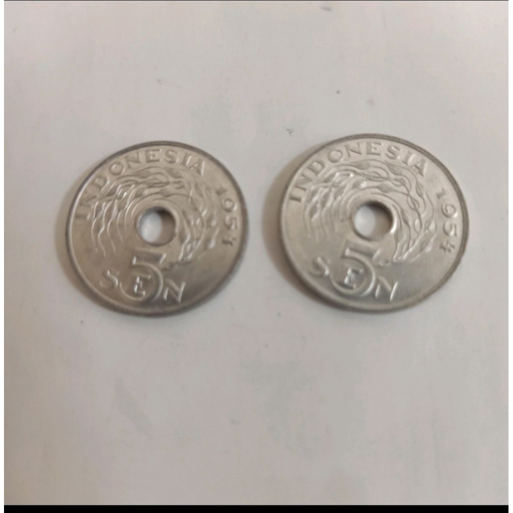 koin kuno 5 sen Indonesia th 1954 isi 2 keping