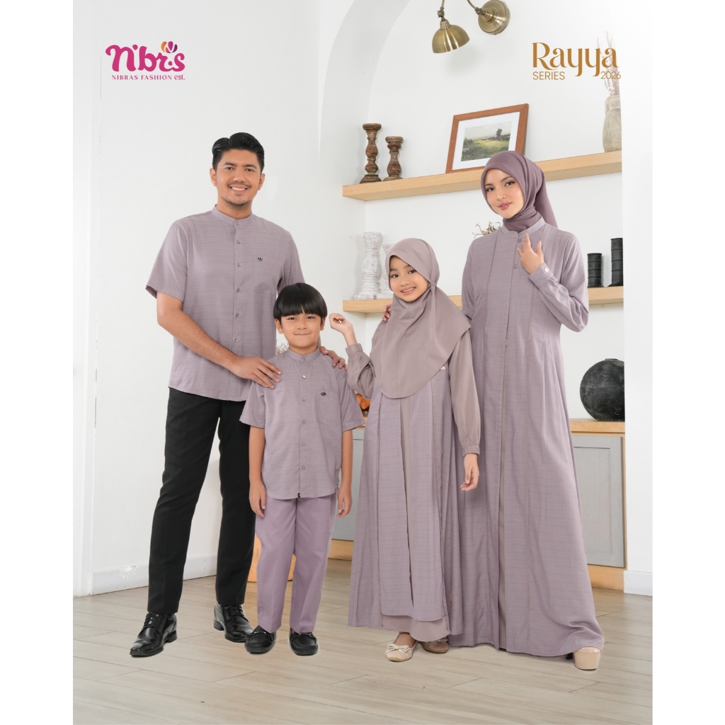 Nibras Koko Gamis Baju Muslim Couple Set Sarimbit Keluarga Ibu Ayah Anak Busui Friendly - Maudia Lil
