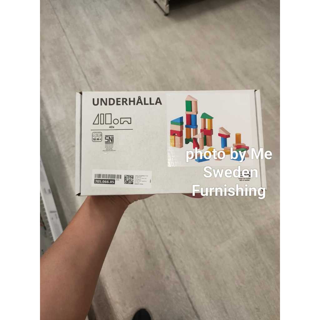 SIKUNDERHALLA mainan anak bentuk balok kayu