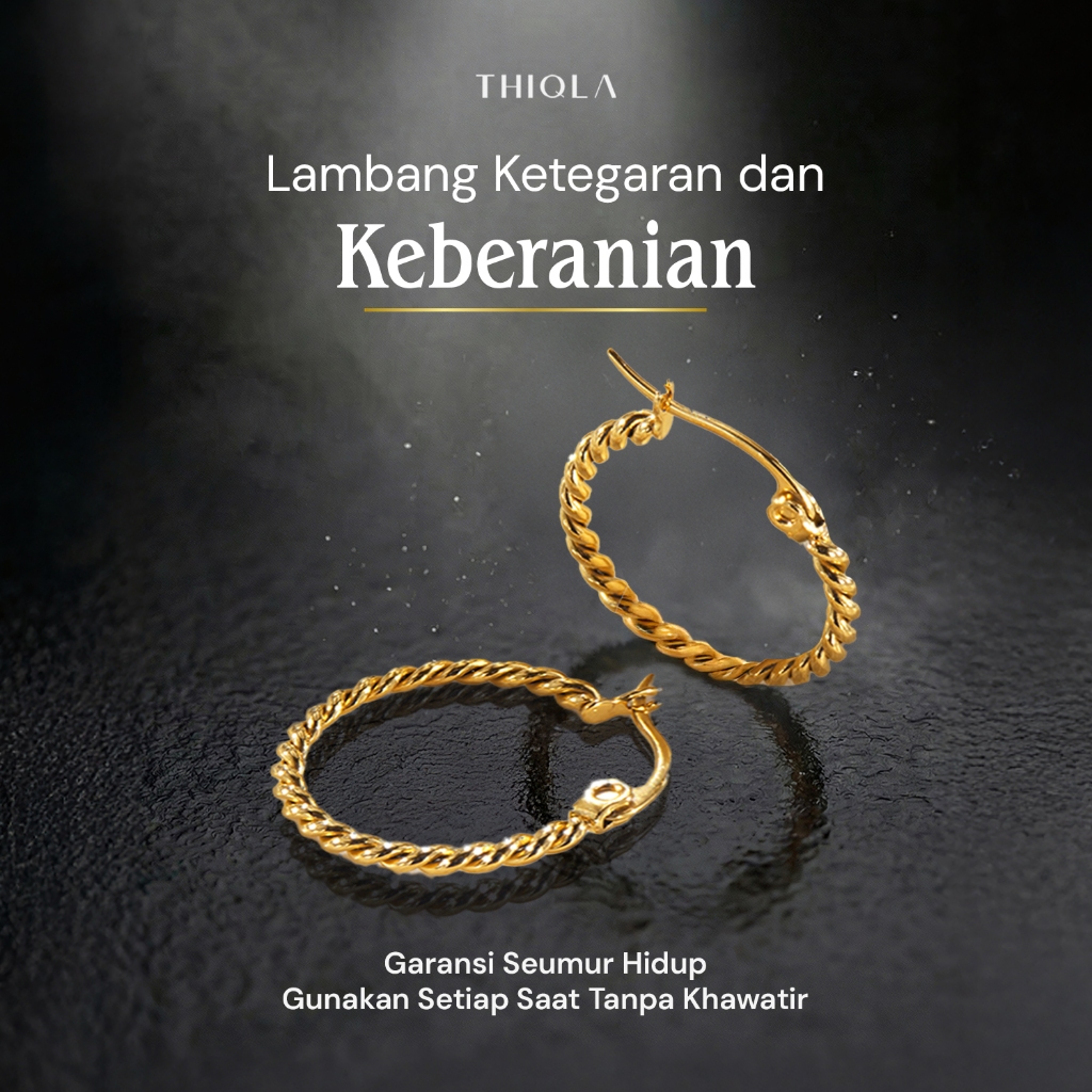 Thiqla - Anting Wanita Izzah - Anting Tusuk - Anting Anti-Karat, Anti-Hitam, Anti-Alergi - Garansi S