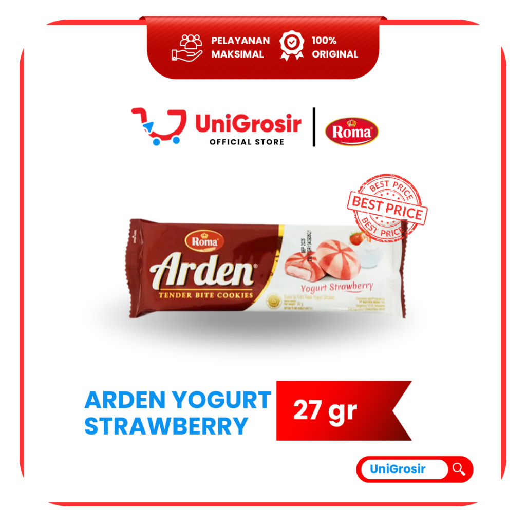 [UniGrosir] ROMA ARDEN YOGURT STRAWBERRY TENDER BITE COOKIES KUKIS KRIM YOGHURT STROBERI ~27 gr
