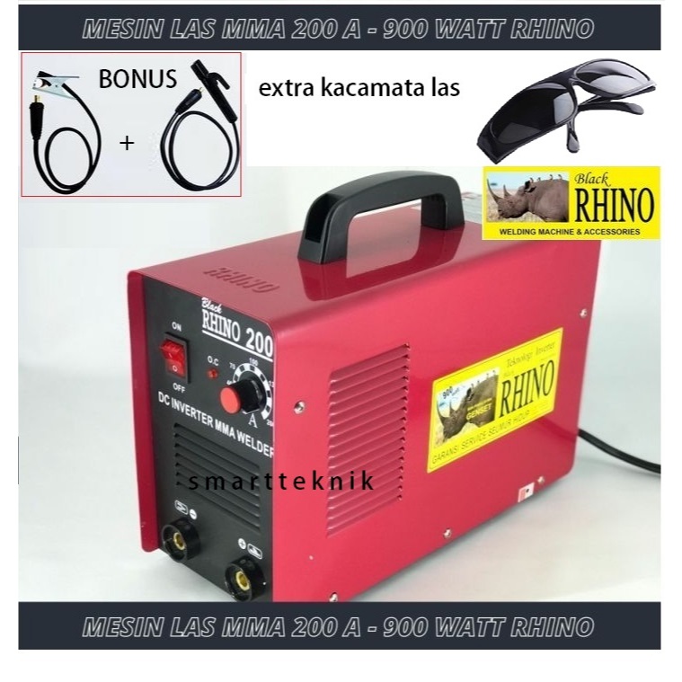 RHINO Mesin Las Listrik RHINO MMA 200 / Mesin Trafo Travo Inverter Las 200A rhino