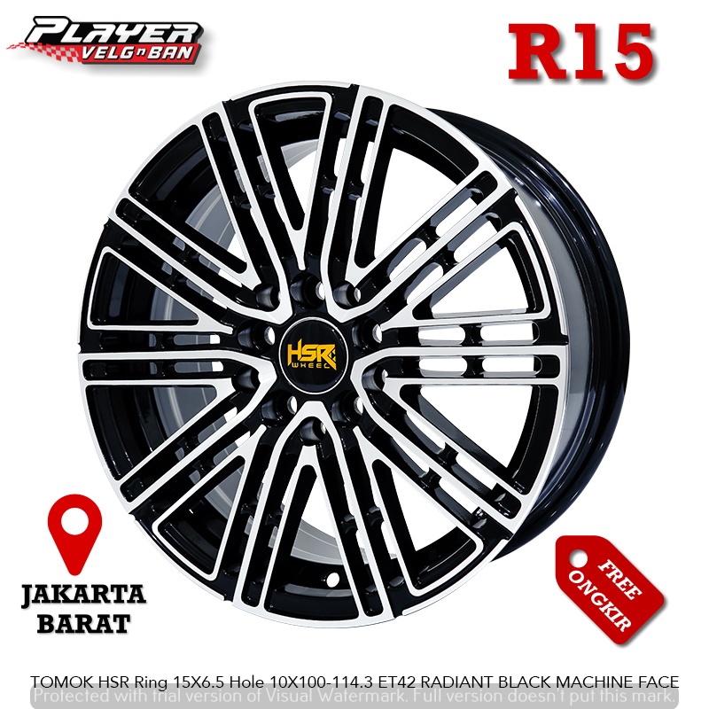PELEK MOBIL RING 15 BLACK POLISH UNTUK SIENTA ERTIGA LUXIO APV HSR TOMOK R15 L6,5 H10X100-114,3 ET42