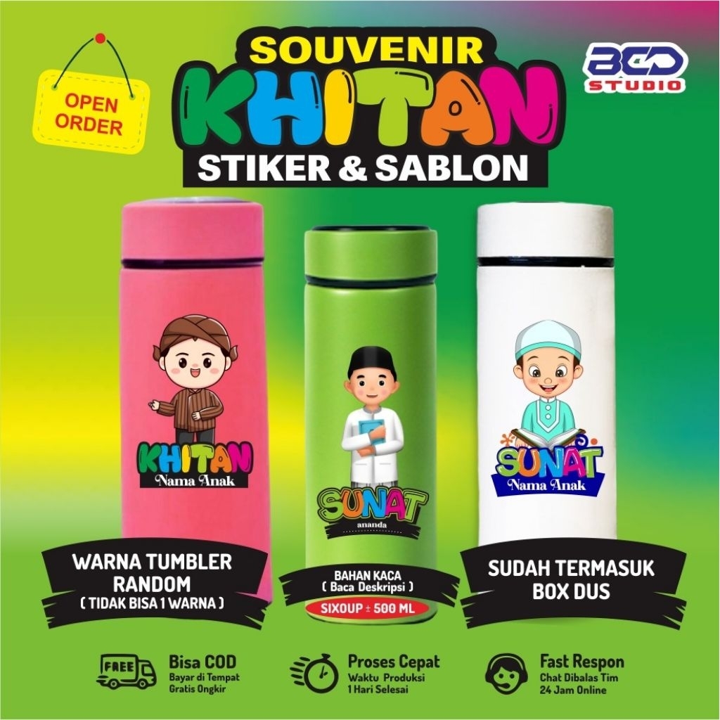 Tumbler Botol  Khitan Sunatan Souvenir Sixoup Kaca