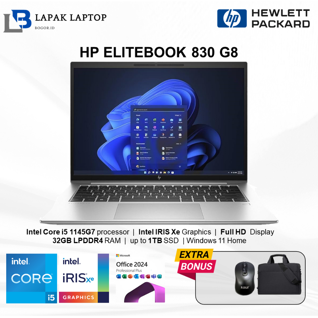 Laptop Hp Elitebook 830 G8 Intel Core i5 1145G7 Ram 32GB FHD IPS 1TB SSD Windows11 silver