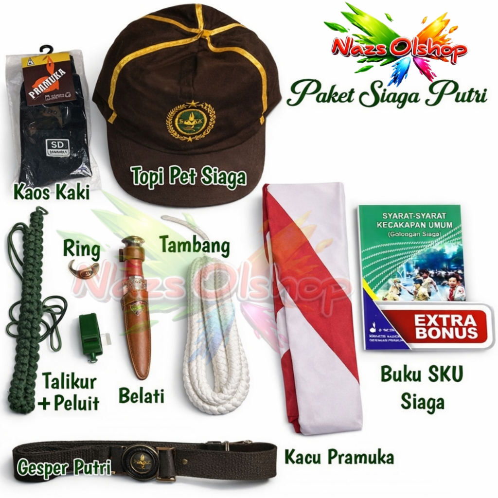 Paket Atribut Perlengkapan Pramuka Tingkat Siaga Putri SD Kelas 1-3