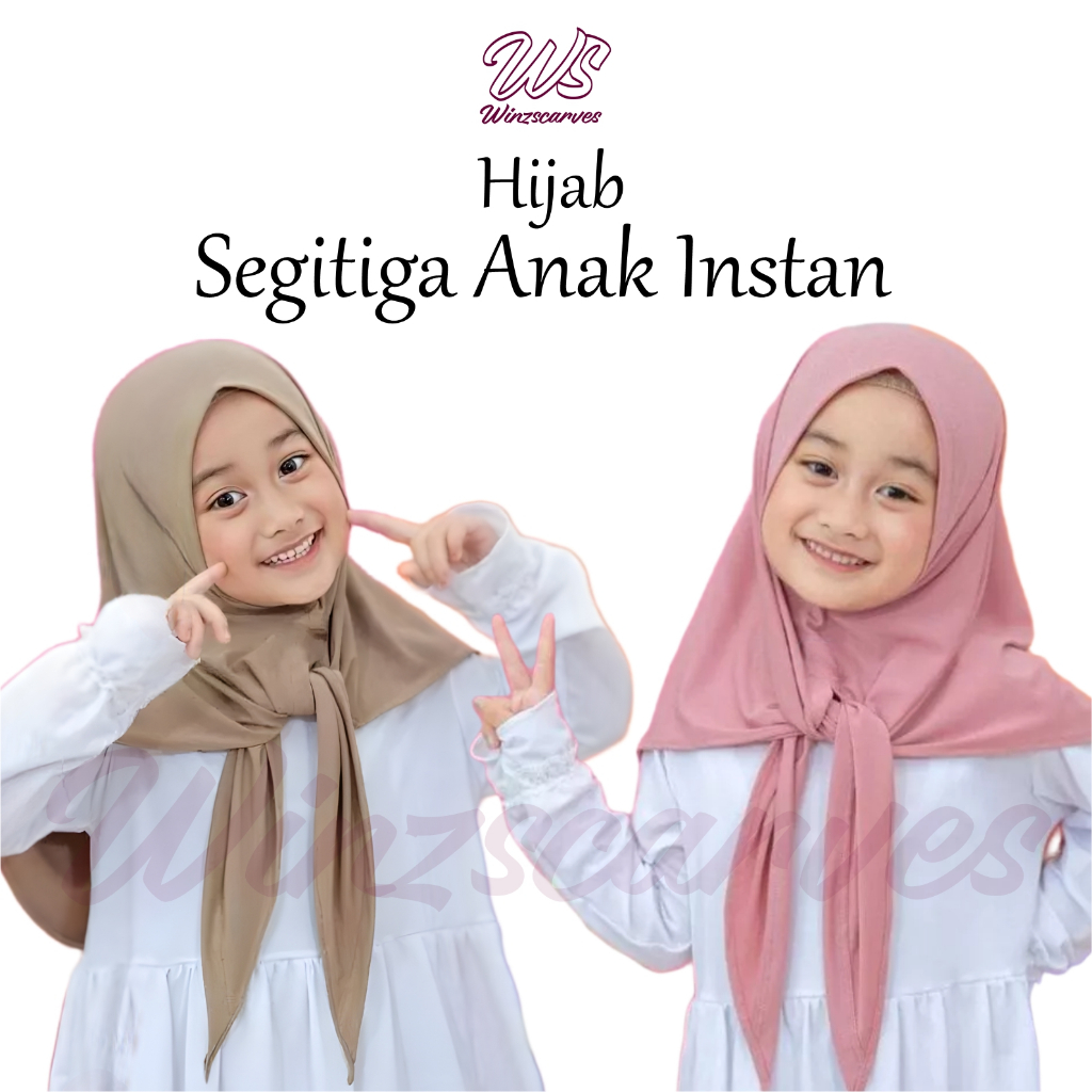 Jilbab Anak Perempuan Segitiga Instan Kerudung Anak Hijab Anak Segitiga Instan Jersey Warna