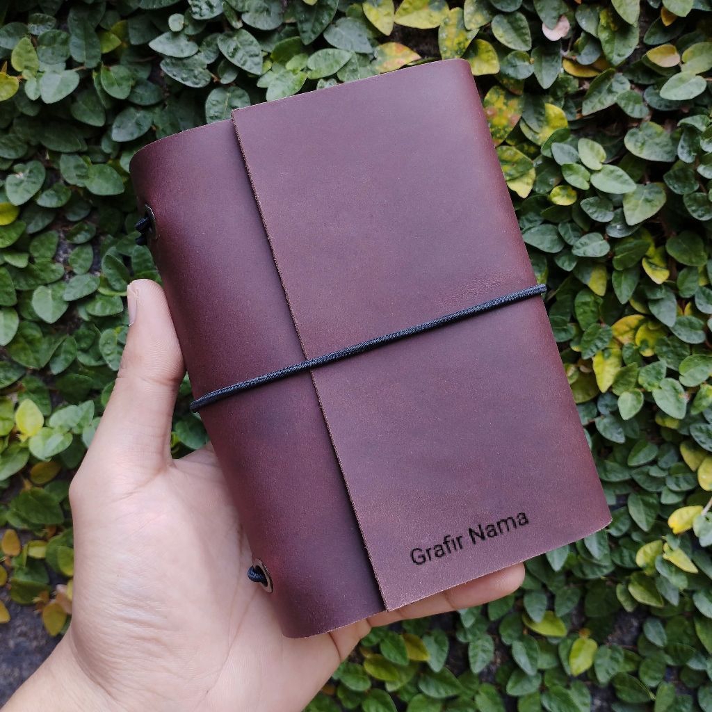 Leather Cover Bullet Journal - Buku - Agenda - Diary - cover kulit sapi Asli - ukuran A5 A6 B5 free 