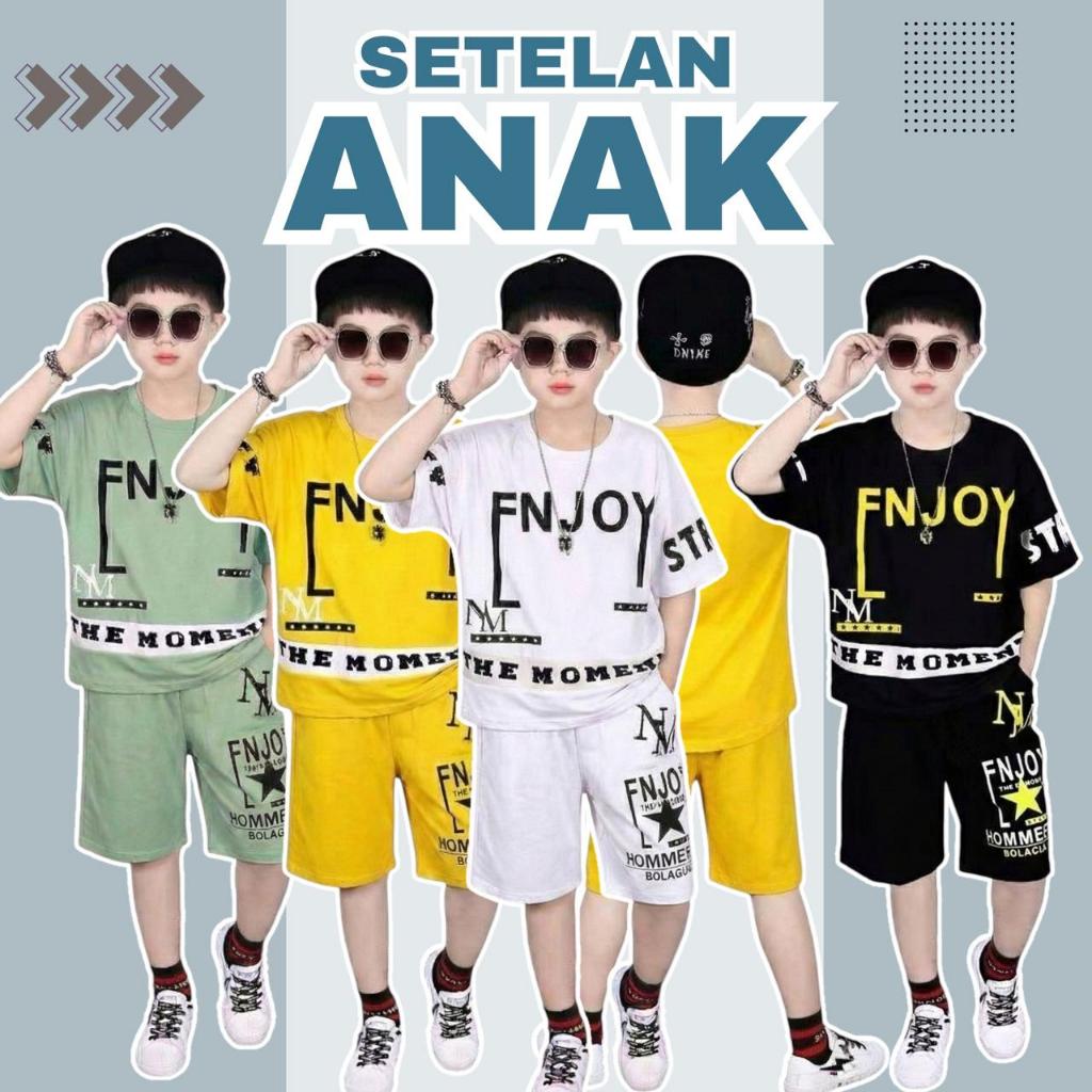 Distro - Setelan Anak Laki Laki Enjoy Usia 3-12Tahun Baju Setelan Anak Cowok Setelan Anak Cowok