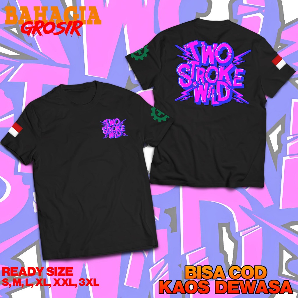Baju Oblong Sablon Racing 2 Tak Two Stroke Wild Pakaian Kaos Pria Lengan Pendek Bahan Katun