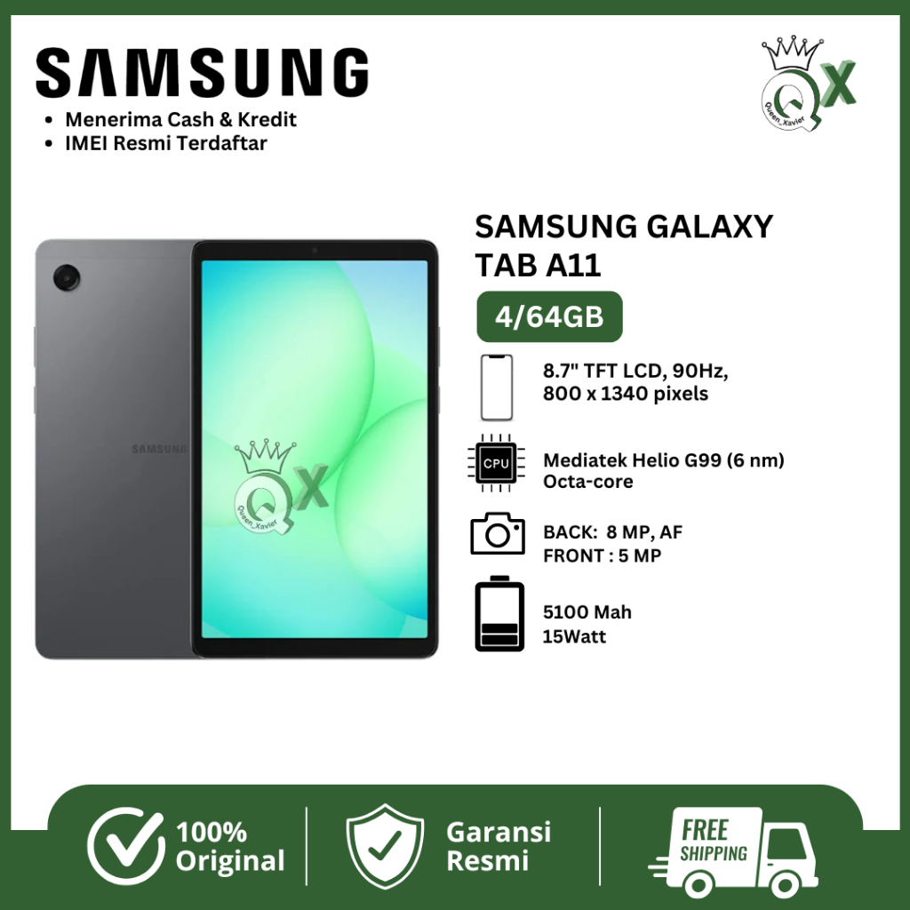 SAMSUNG GALAXY TAB A11 WIFI / LTE RAM 4/64GB GARANSI RESMI 12 BULAN