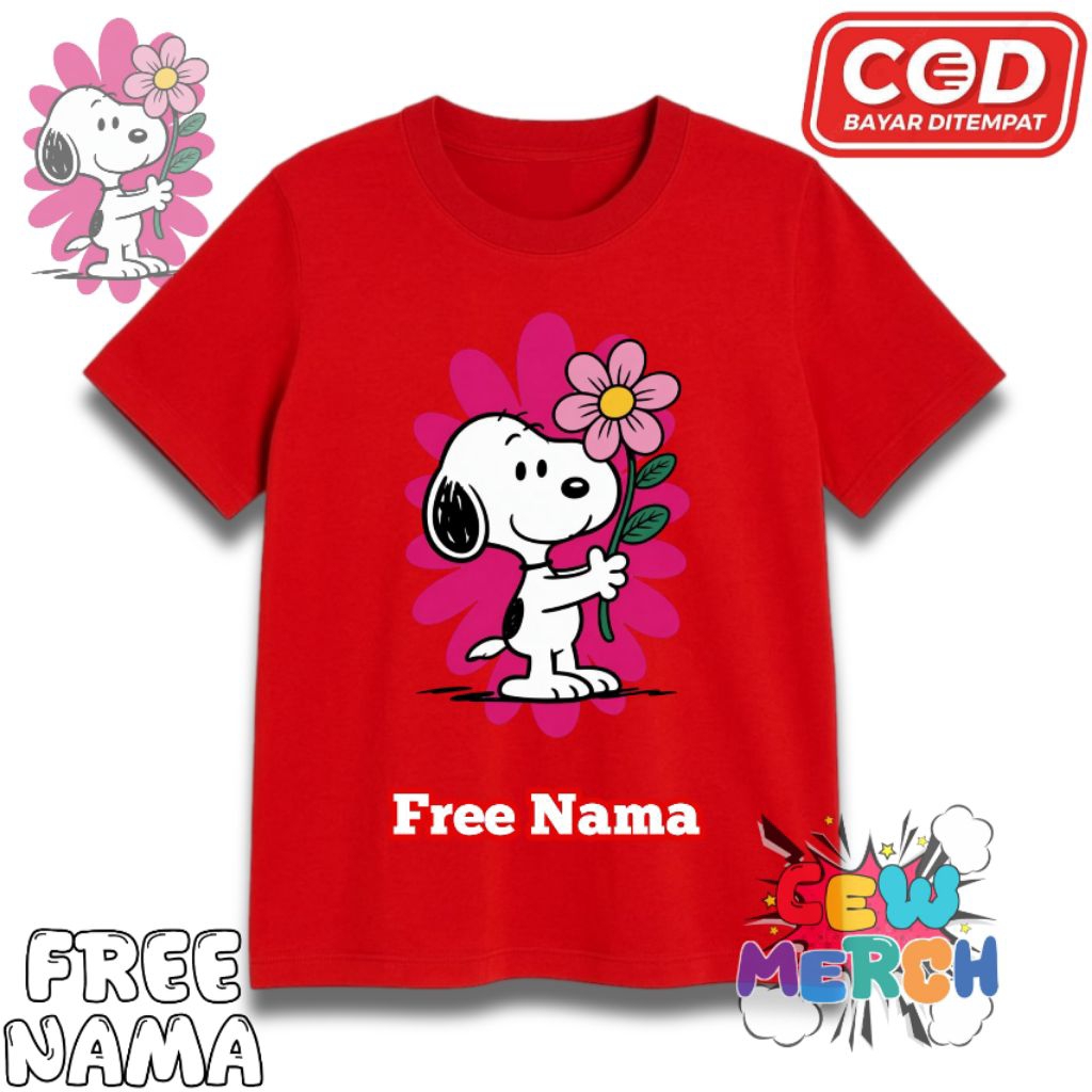 Kaos Anak Snoopy  - T shirt anak Snoopy  - Kaos Anak Free Nama
