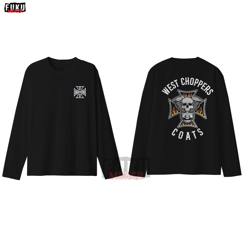 Tshirt Long Sleeve West Chopper Coats Kaos Lengan Panjang Hitam Cotton Combed 24s
