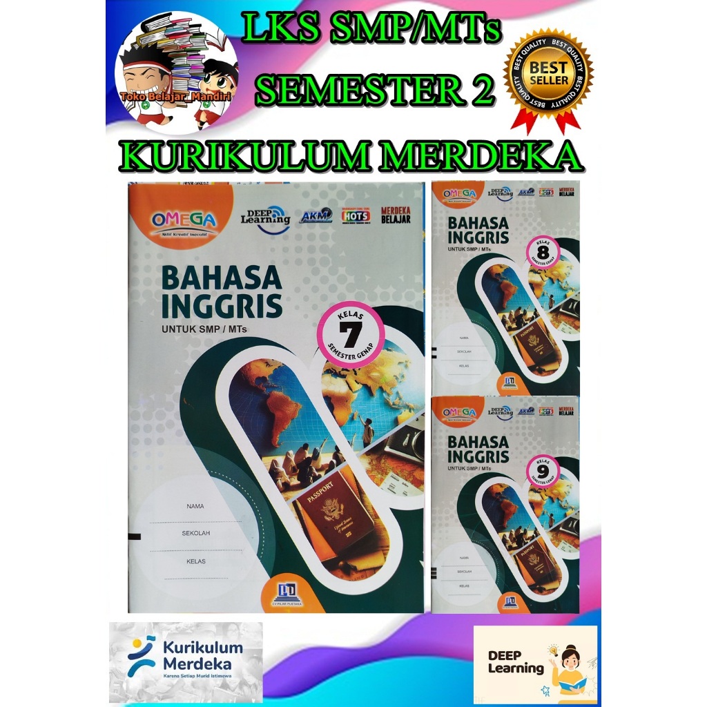 LKS Bahasa Inggris SMP/MTs Kelas 7, 8, 9 Semester 2 Kurikulum Merdeka/ Deep Learning/ Omega