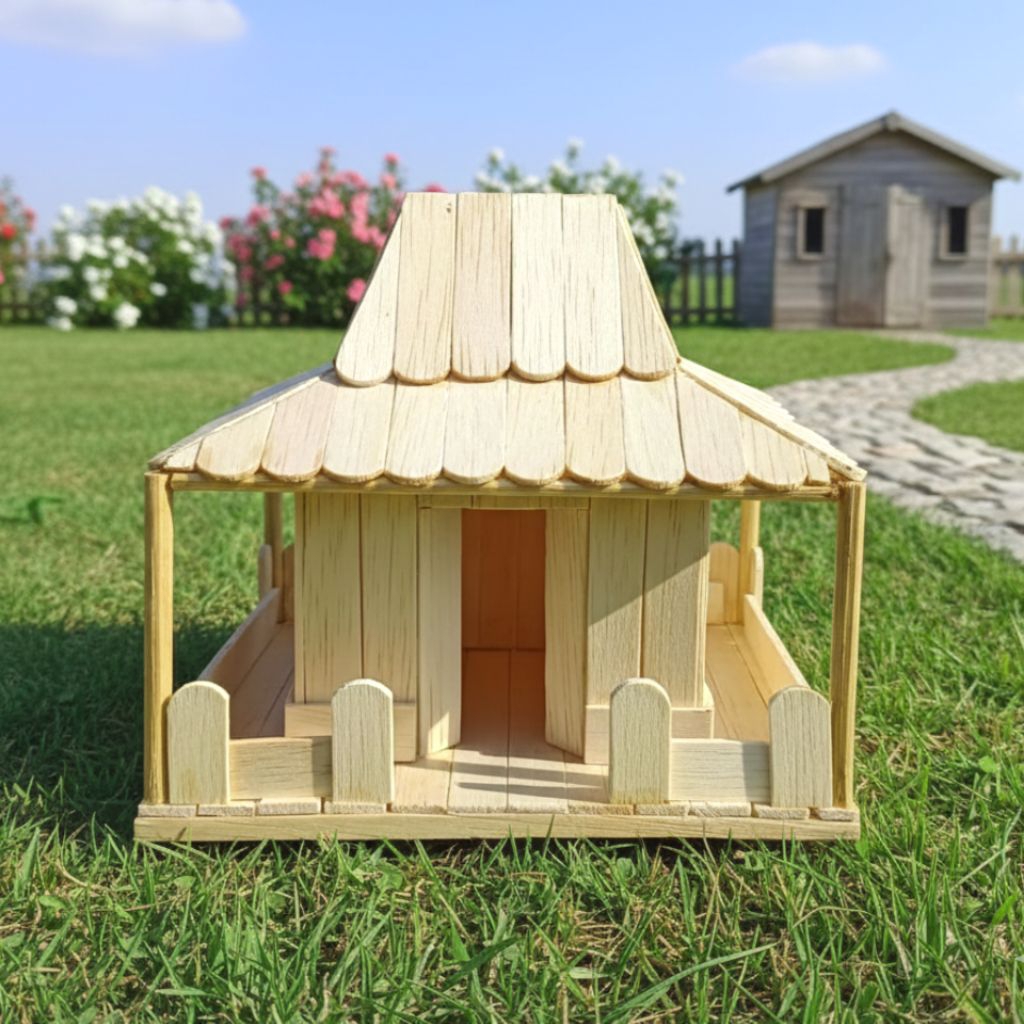 Bikincraft Rumah Adat Joglo dari Stik Es Krim - Handmade Kerajinan Tangan Unik untuk Dekorasi, Kado,