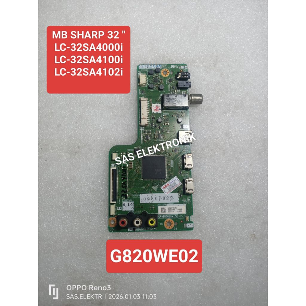 MB BOARD MOTHERBOARD MAINBOARD MESIN TV LED SHARP 32 INCH LC-32SA4000i LC-32SA4000 LC-32SA4100I LC-3