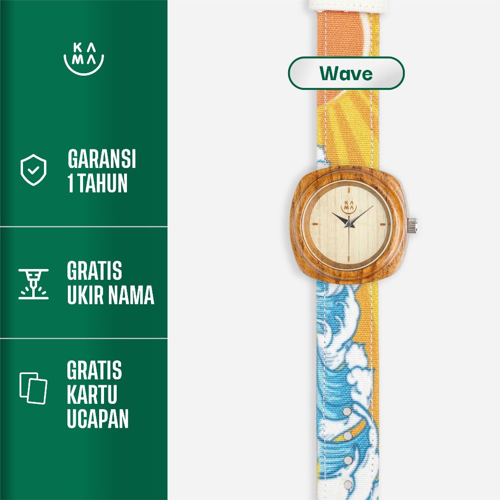 Jam Tangan Kayu Kama Watch Edisi Strap Wave