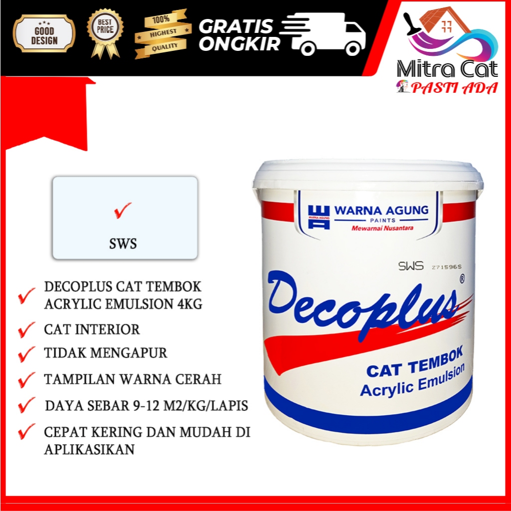 CAT TEMBOK INTERIOR DECOPLUS 5 KG SWS - (READY MIX)
