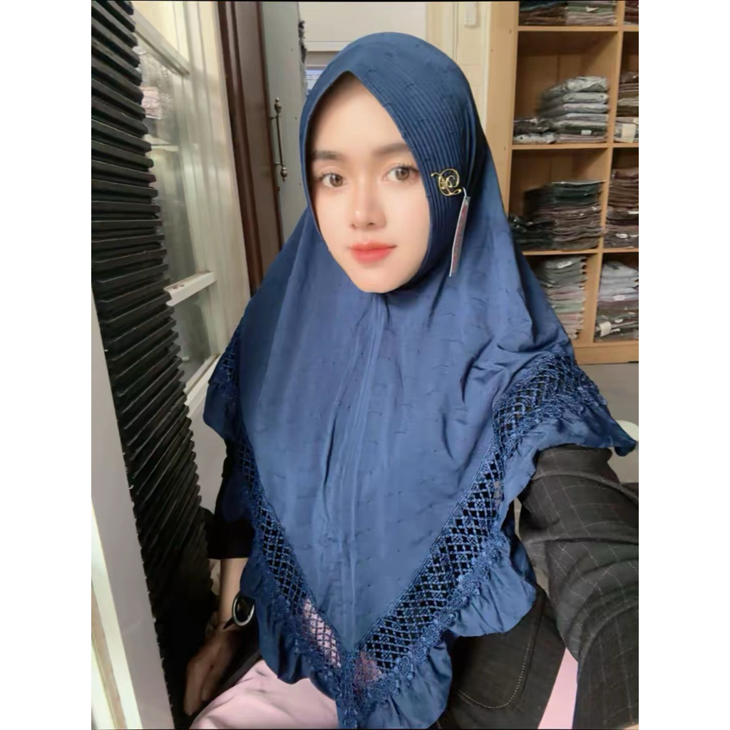 781 Jilbab Doa Ibu Renda Senada Double Jersey Casandra New/Hijab DOI Ori By Bunyamin